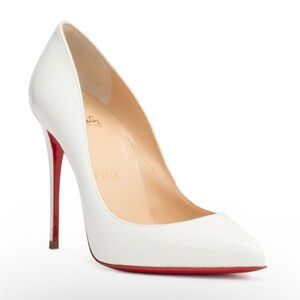 Christian Louboutin Pigalle Follies 100mm white bridal patent leather RETAIL 895